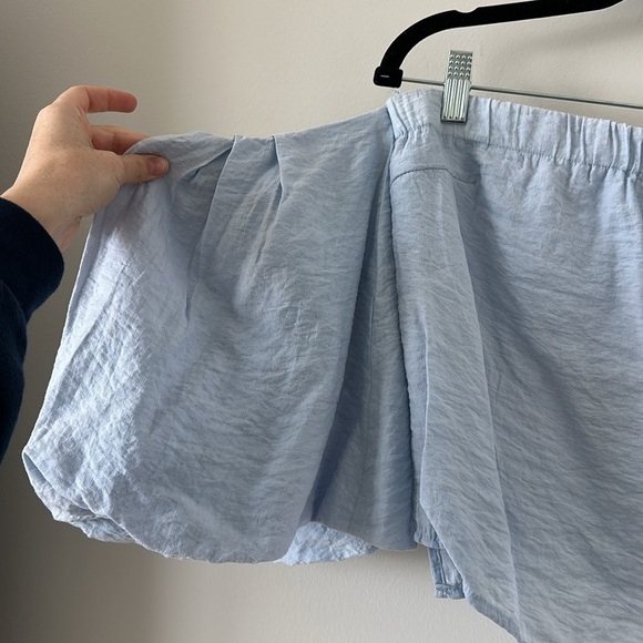 Elodie Strapless Off the Shoulder Puff Sleeve Blue Crop Shirt Blouse Cowgirl - Picture 4 of 11